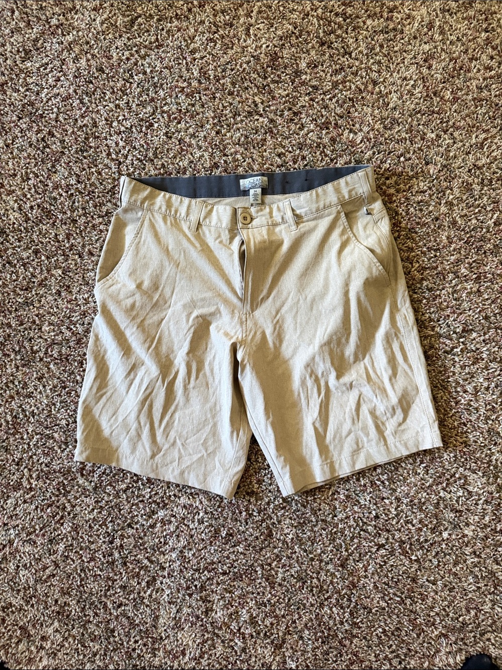 Men's Khaki Board Shorts - Lightweight Summer Style